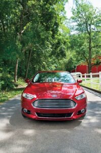 Red Ford Fusion car rental in LA
